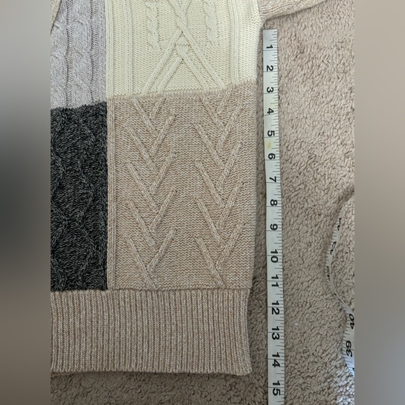 Orvis | Patchwork Knit Cardigan Sweater Mens Cable Chunky Sz L Vintage Rare - Picture 6 of 7